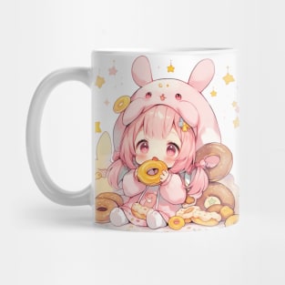 chibi girl and rabbit Mug